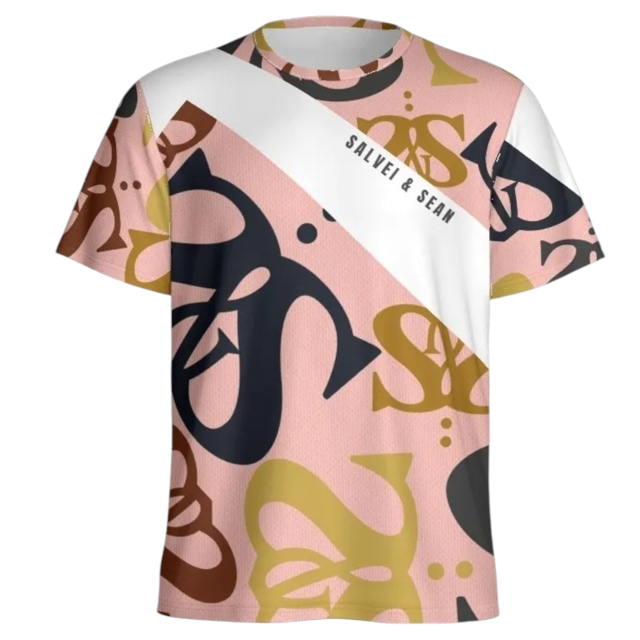 T SHIRT - blue pink diagg